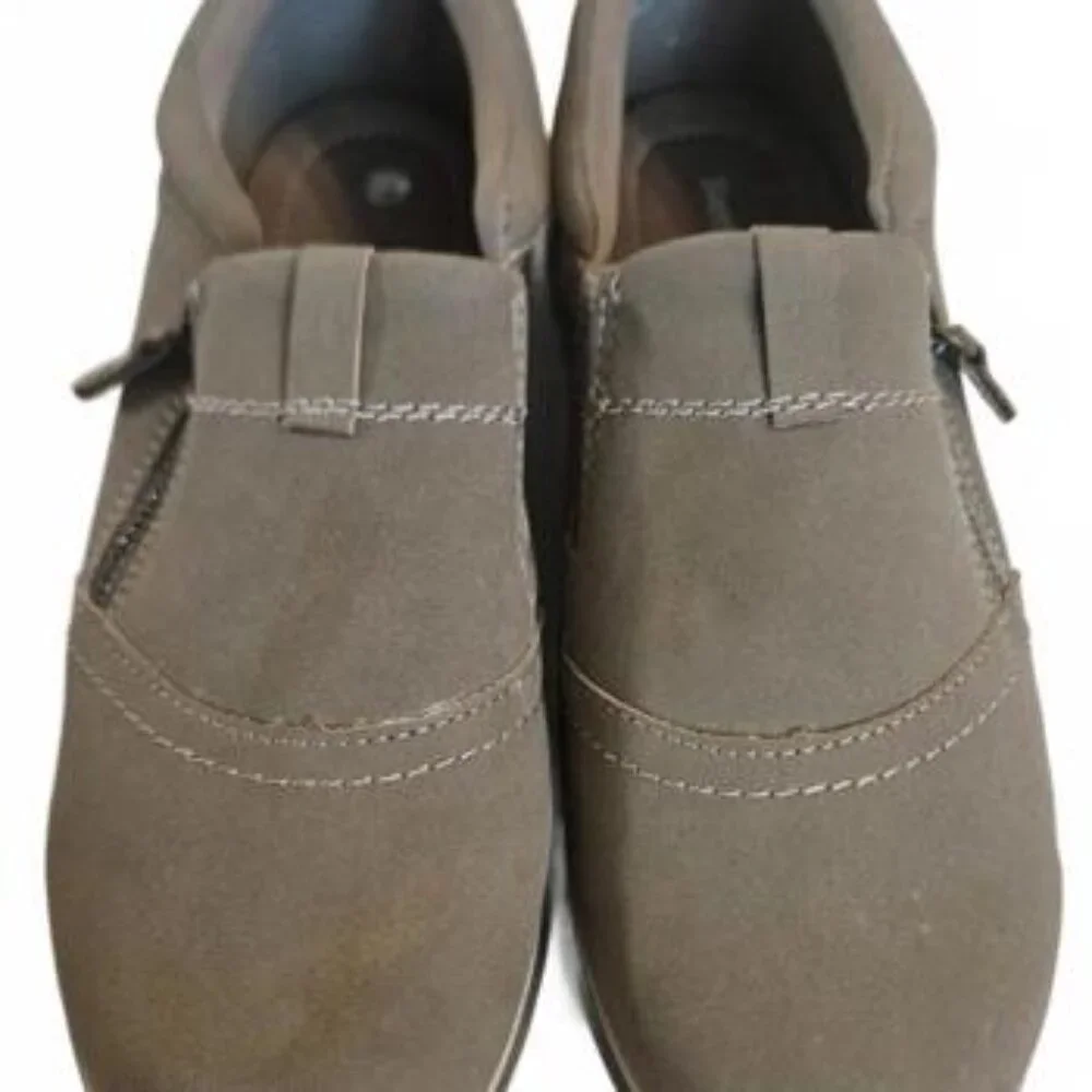 Beartraps Women's Casual Slip-On Taupe Loafers with Side Zipper Size 9W - Picture 2 of 6